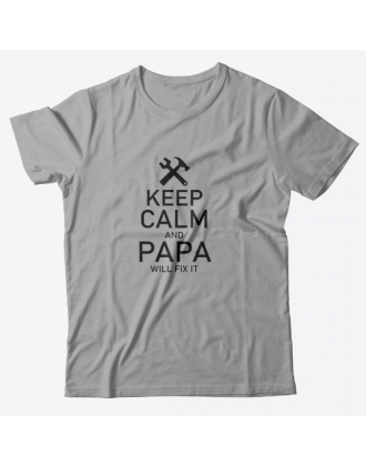 Футболка в подарок для папы с надписью "Keep calm and papa will fix it"